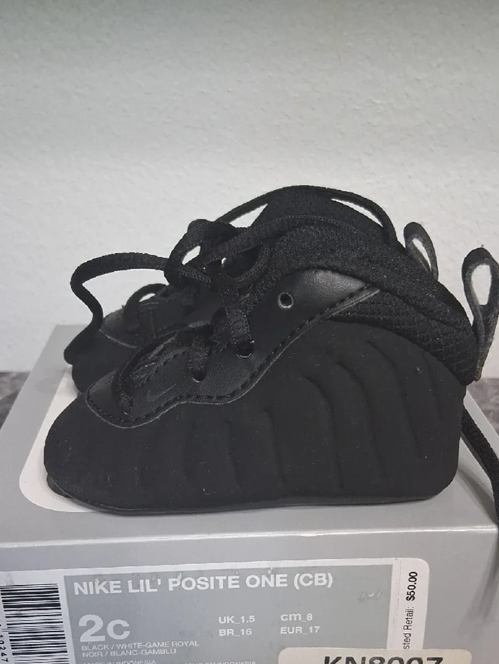 Nike Toddler Black Little Posite Low-Top Sneakers Size 2C(wore Once)